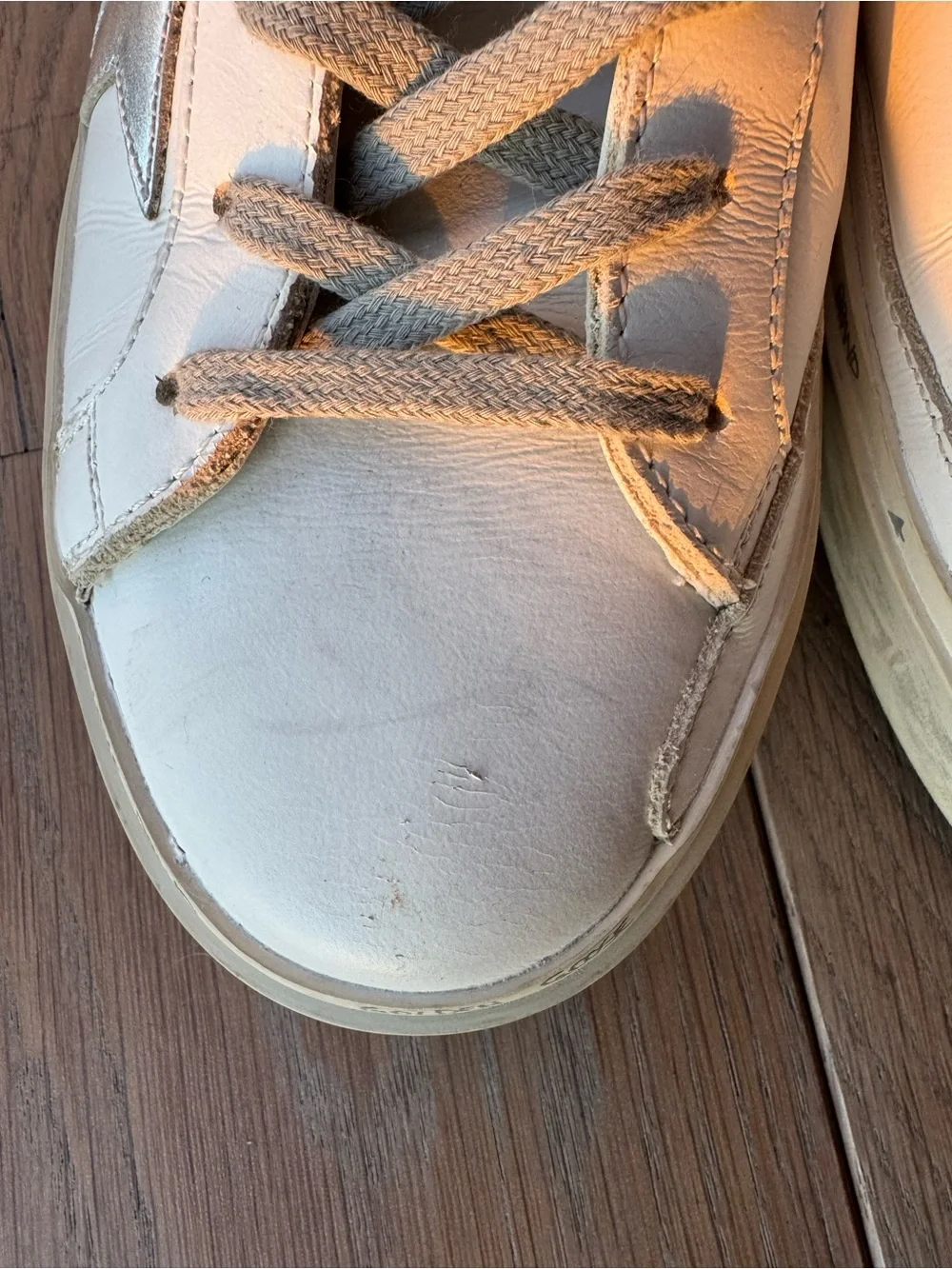 Golden Goose Hi Star with silver star and metallic silver heel